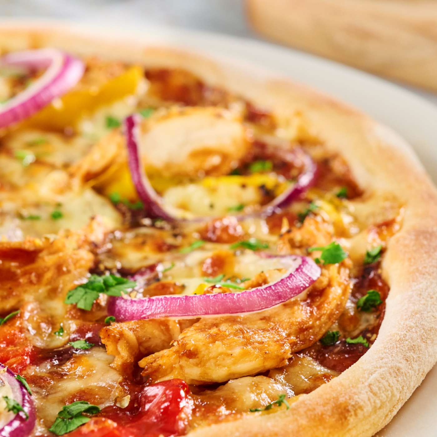 Image of Smoky BBQ Chicken Pizza in the Ninja pizza oven